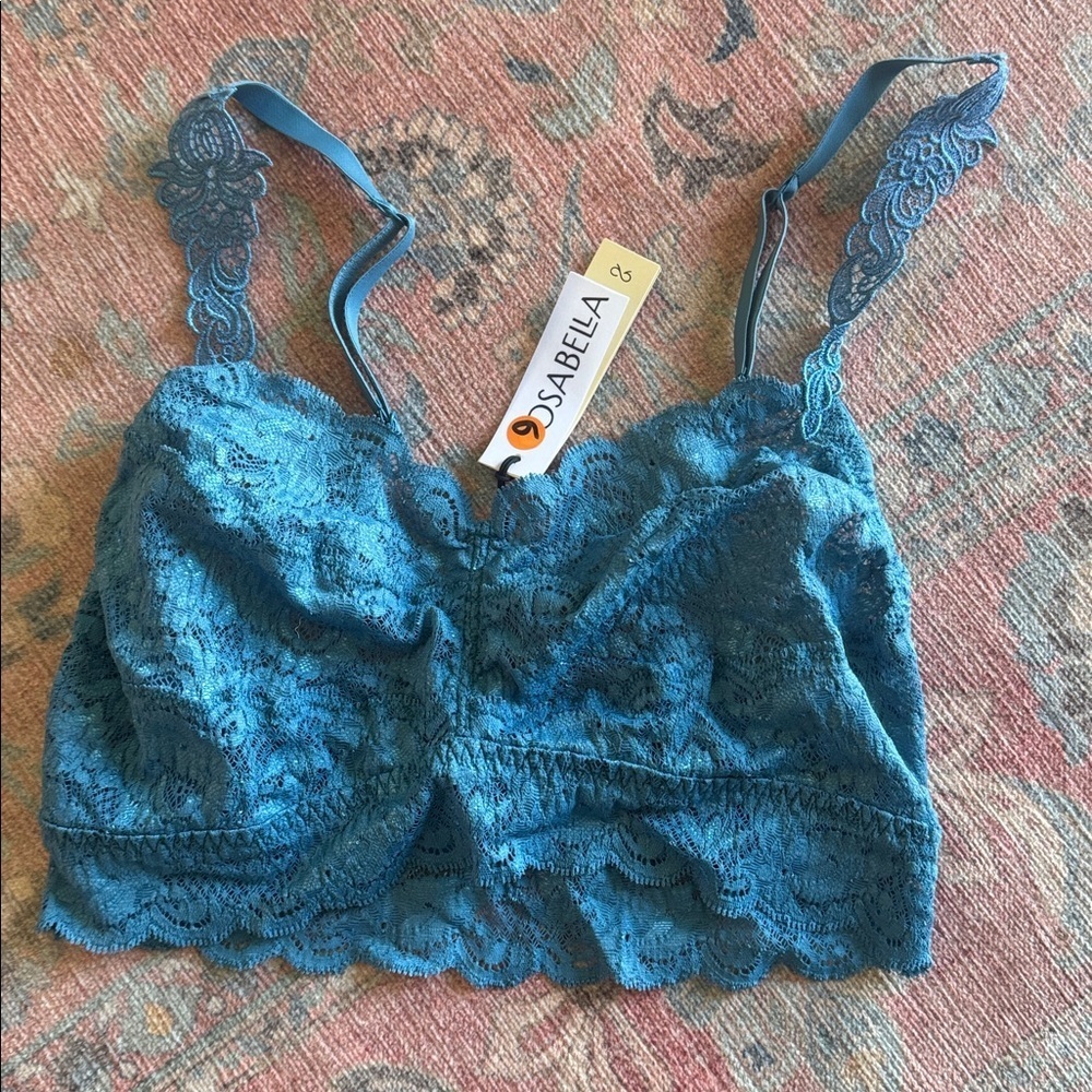 Cosabella Malawi Blue NSN Macrame Sweetie Never Bra Bralette Large NWT - Picture 3 of 4
